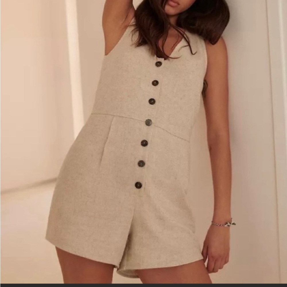 Madewell V Neck Button Down Romper